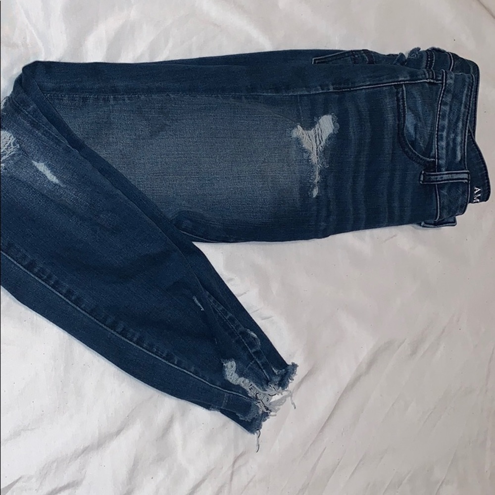 American eagle dark blue ripped jeans - Picture 1 of 8